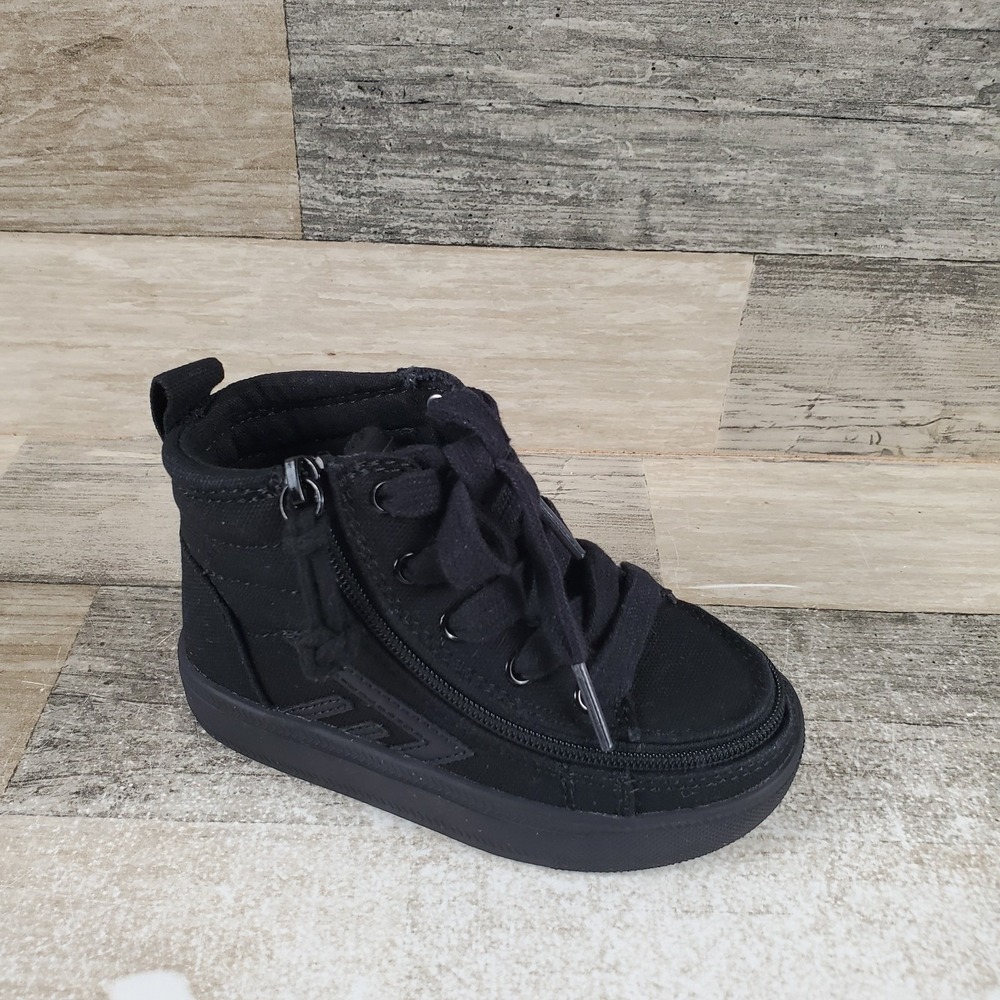 BILLY CS Kids Shoes Sz 7 W Running Black Lace Up High Top Side Zip Sneakers